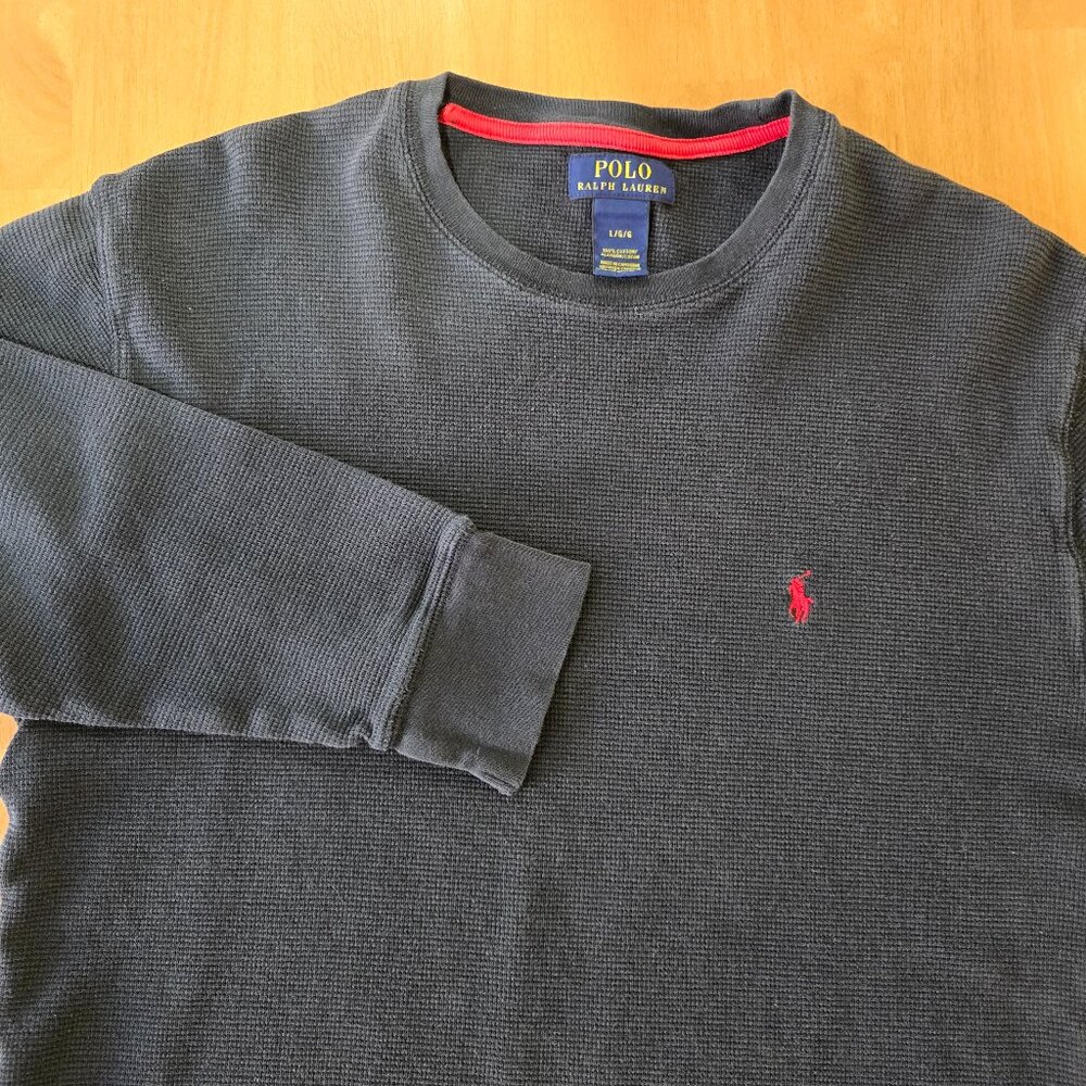 Polo Ralph Lauren Men's Thermal Waffle Knit Lg Sleeve Shirt Pony Logo Gray Large